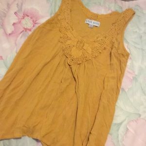 Yellow crochet flowy tank top